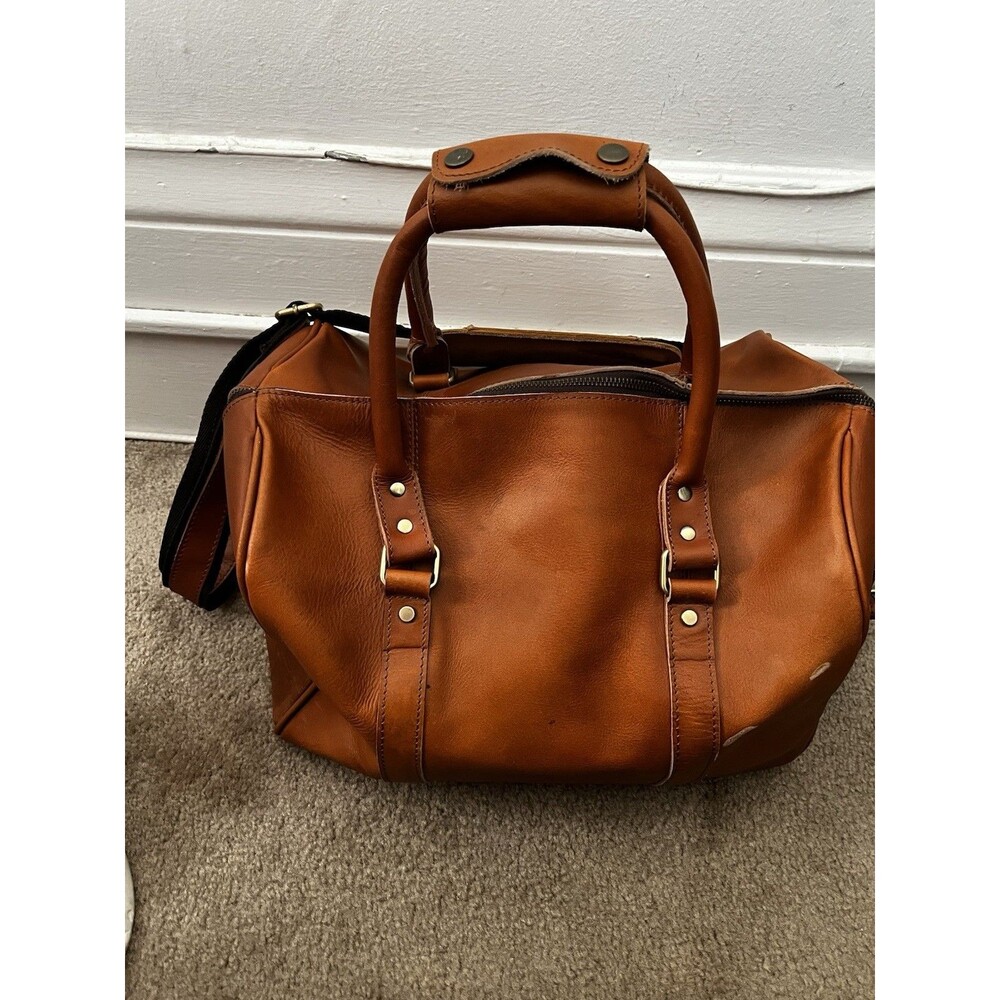 Mens Leather Duffel Bag Weekend Trip Travel Business Corporate Handle Pockets